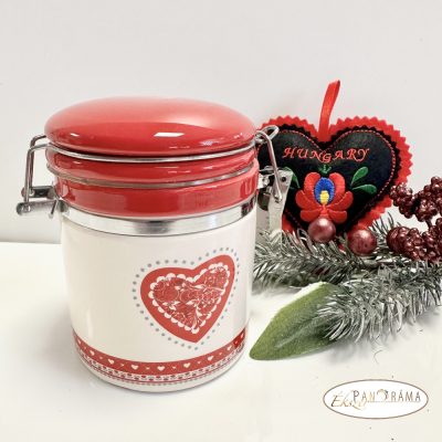 Kerámia csatos üveg- szív párnácskával- Hungary