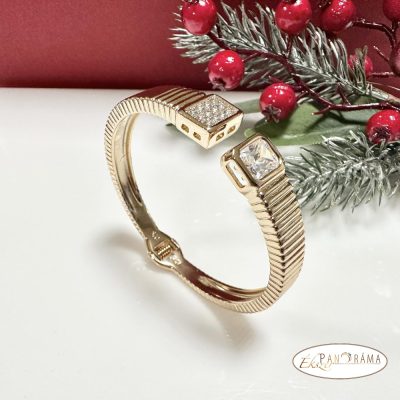 18K Gold Filled nyitható karperec - Zoja white