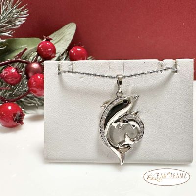  White Gold Filled medálos nyaklánc - Dolphins