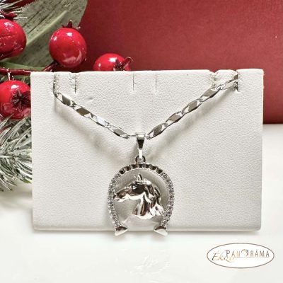  White Gold Filled medálos nyaklánc - Patkó