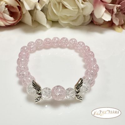 Ásványkő Karkötő színezett roppantott hegyi kristály - rose 8 mm