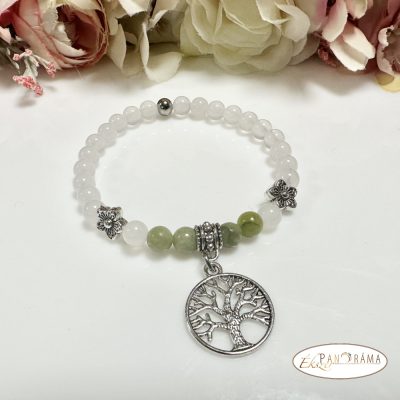 Ásványkő Karkötő Achat és szerpentin zöld - 6 mm