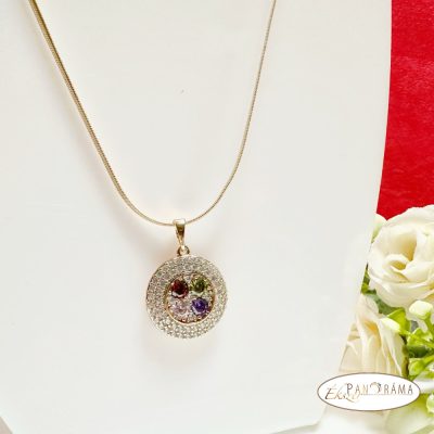  18K Gold Filled, antiallergén, medálos nyaklánc kristályokkal díszítve - Annalena