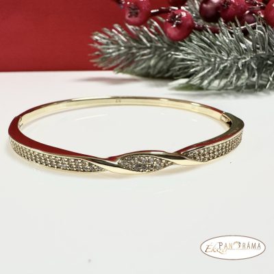 14K Gold Filled nyitható karperec víztiszta kristály díszítéssel- Mary