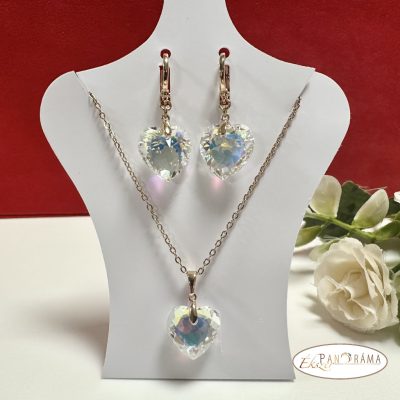 Eredeti kristályos 18K Gold Filled Nyaklánc és fülbevaló Szett - Love AB