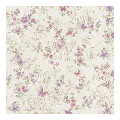 Bézs alapon rózsaszín arany pillangós tapéta