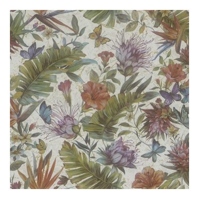 Színes nagy virágmintás tapéta fehér alapon