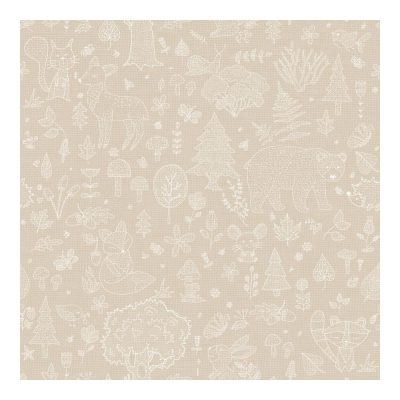 Happy - Erdő állatai világos barna tapéta 14809