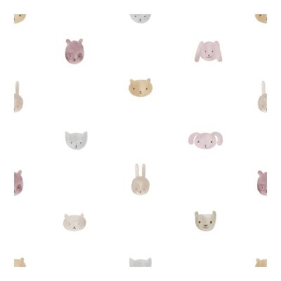 Happy - Állat fejek fehér,rózsaszín tapéta 14814