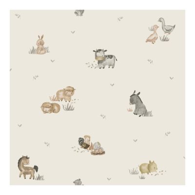 Happy - Farm állatai Barna és szürke színű tapéta 14831