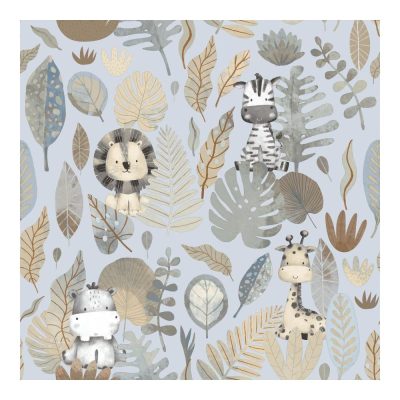 Happy - Dzsungel állatai kék színű tapéta 14836