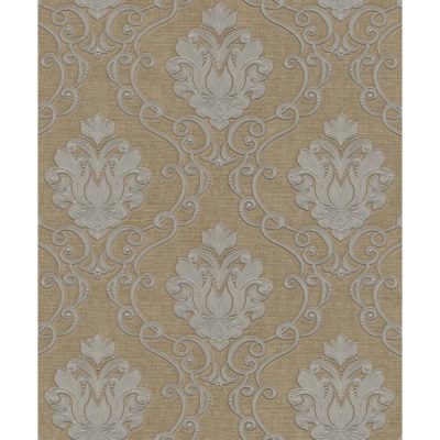 Tradizione -Ezüst színű virág díszes barna tapéta Z21724