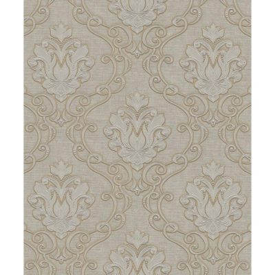 Tradizione - Fehér színű virág díszes bézs tapéta Z21726