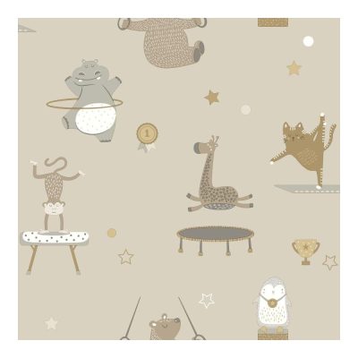 Dream - Bézs színű gimnasztikázó állatos tapéta 13240