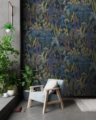 Feature Walls - Páfrányerdő kék tapéta 2,12x2,8m 