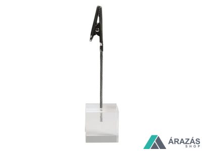 Kártyatartó csipesz asztalra - EXKLUZÍV akril kocka talp (6db/cs)