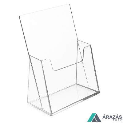 Prospektustartó A5 plexi asztali szórólaptartó