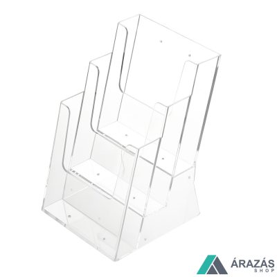Prospektustartó A6 méret 3 rekeszes asztali szórólaptartó