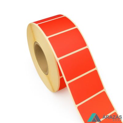 50x25mm TT papír címke (1.000db/tek) - fluo PIROS
