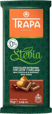 Trapa Stevia NSA Tejcsokoládé Mogyoróval 75g
