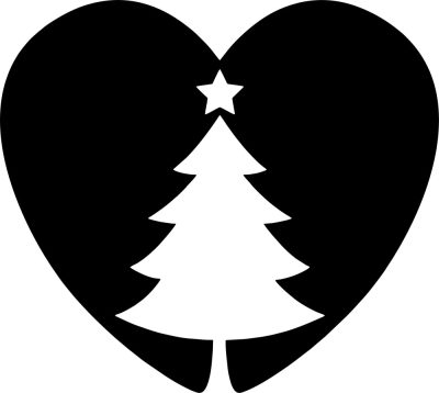Szív és Karácsonyfa Matrica