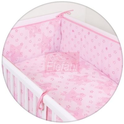 Ceba baby Ágynemű huzat fejvédővel #Csillag Pink Lux