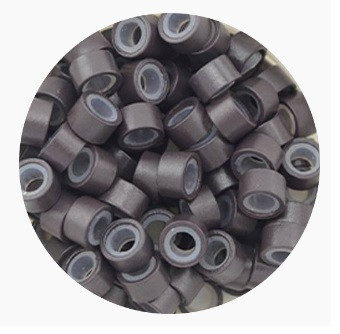 Szilikonos mikrogyűrű hajhosszabbításhoz 4,5 mm sötétbarna, 100 db