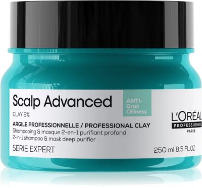 Loreal Scalp Advanced 2in1 mélytisztító sampon és pakolás zsíros hajra, 250 ml