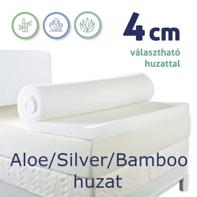 Ortho-Sleepy Memory topper fedőmatrac, Silver, Aloe vagy Bamboo huzattal, 4cm magas, 180x200cm