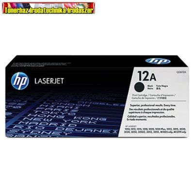 Eredeti HP Q2612A toner (Fekete festékkazetta Laserjet 1010/ 1012/ 1015/ 1018/ 1020/ 1022/ 3015/ 3020/ 3030/ 3050/ 3052/ 3055 M1005 nyomtatókhoz) (2000 old.) 