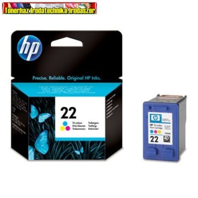 HP C9352A No.22 színes eredeti (Deskjet 3910 / 3915 /3920 / 3930 / 3940 / D1360 / D1460 / D2330 / D2360 / D2460 / F370 / F380 / F2180 / F2280 / F4180 és PSC 1402 / 1410 / 1415 / 1417 )
