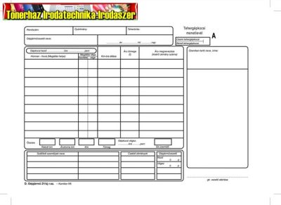 Menetlevél A/4 tgk. 100lap d.Gépj.21(tehergépkocsi menetlevél)