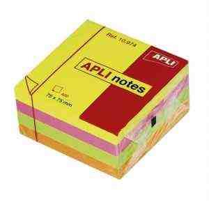 Apli Öntapadós jegyzettömb kocka, 250 lapos, neon színekben, 51 x 51 mm 11596