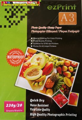 ezPrint Fotópapír A/3 20lap/cs 230gr fényes,vízálló (tintasugaras)