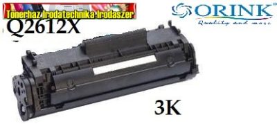 Hp Q2612AX utángyártott lézertoner Orink Prémium Ch.100%ÚJ Nagyobb töltet: 3000 old(Q2612)(q2612x)