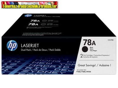 Eredeti HP CE278AD DUOPACK Fekete festékkazetta Laserjet P1566 P1606 nyomtatókhoz (2*2100 old.) (2db CE278A)