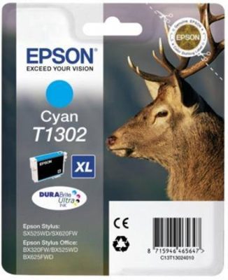 Epson T1302 eredeti St. 525WD,SX620FW,BX320FW kék patron, 10,1ml
