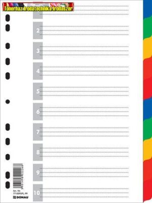 Donau Műanyag elválasztólap, 10 részes vegyes D77100