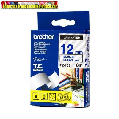 Brother TZ szalagok, TZ-133 átlátszó/kék 12mm (TZe-133)