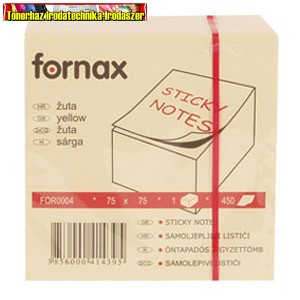 Fornax Öntapadós jegyzettömb kocka, 450lap,SÁRGA, 75 x 75 mm (450lap)