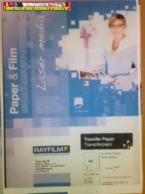 Rayfilm pólóra vasalható fólia lézernyomtatóhoz világos pólóra 10ív/cs ( R02071123B)