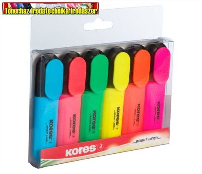 Kores szövegkiemelő készlet, 6 db/csomag (sárga, zöld, kék, pink, narancs, sötét narancssárga)