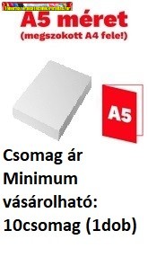 Fénymásolópapír A/5 80gr 500ív=1cs. (A5 mérete:148 x 210 mm) cs-ár (min. vásárolható:10cs)