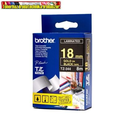 Brother TZ szalagok, TZ-344 fekete/arany 18mm (TZe-344)