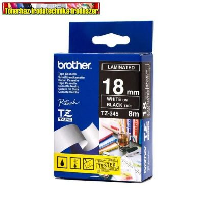 Brother TZ szalagok, TZ-345 fekete/fehér 18mm (TZe-345)