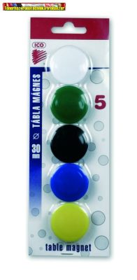 Táblamágnes Mágneskorong, 30 mm, 5 db, ICO JY-30, 5 szín