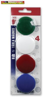 Táblamágnes Mágneskorong, 40 mm, 4 db, ICO JY-40, 4 szín