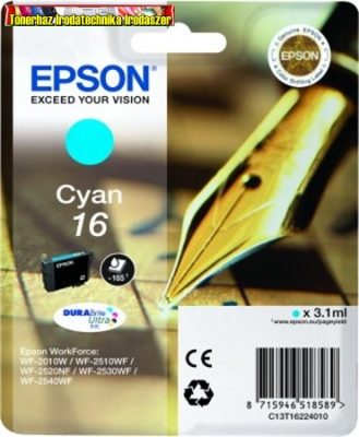 Epson 16 T1622 cyan eredeti tintapatron C13 T16224010 3,1ml