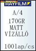 Rayfilm fotópapír A/4 170g matt,VÍZÁLLÓ, 100 lap/cs (R0230 1123A)