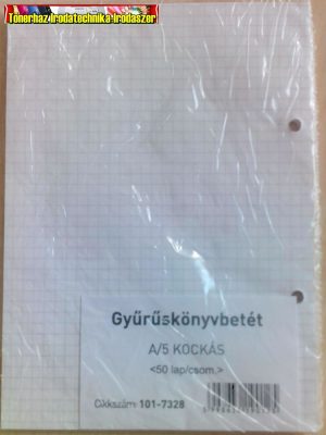 Gyűrűskönyvbetét A5 KOCKÁS <50lap/csom>